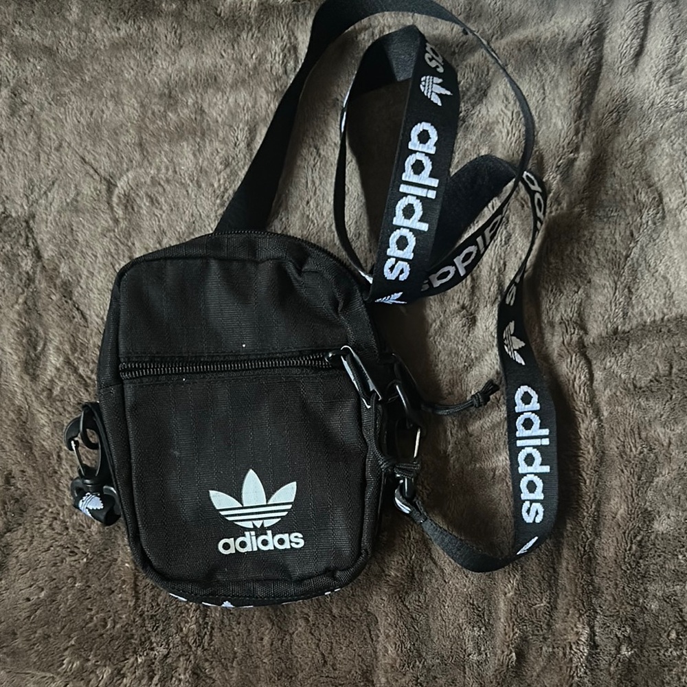 Adidas Black Belt Bag with Adjustable Strap and Trefoil Logo